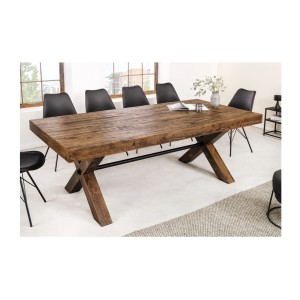 Table de salle à manger DIVANI – Bois massif et métal – 210 cm – Style rustique