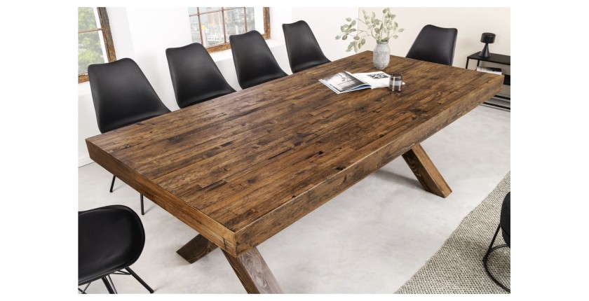 Table de salle à manger DIVANI – Bois massif et métal – 210 cm – Style rustique