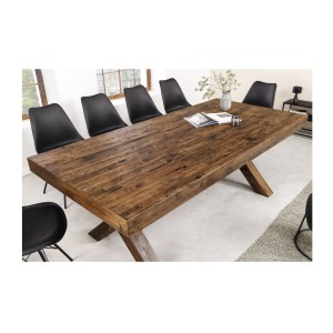 Table de salle à manger DIVANI – Bois massif et métal – 210 cm – Style rustique