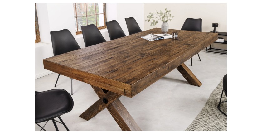 Table de salle à manger DIVANI – Bois massif et métal – 210 cm – Style rustique