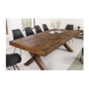 Table de salle à manger DIVANI – Bois massif et métal – 210 cm – Style rustique