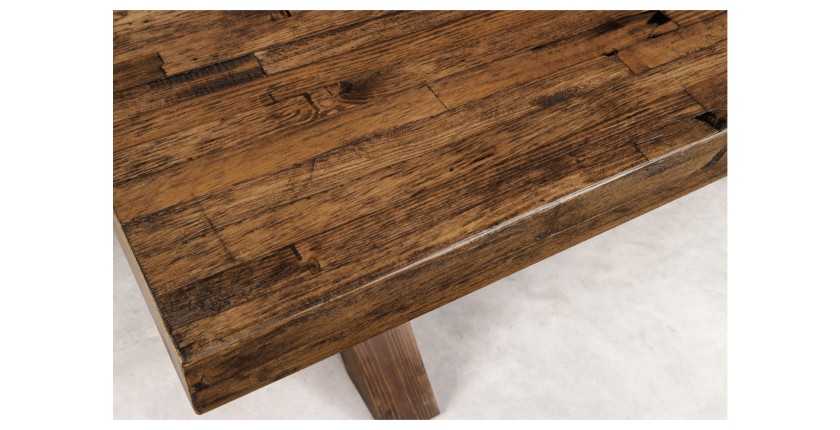 Table de salle à manger DIVANI – Bois massif et métal – 210 cm – Style rustique