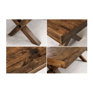 Table de salle à manger DIVANI – Bois massif et métal – 210 cm – Style rustique