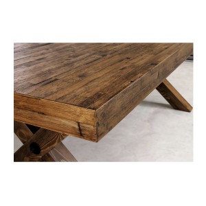 Table de salle à manger DIVANI – Bois massif et métal – 210 cm – Style rustique