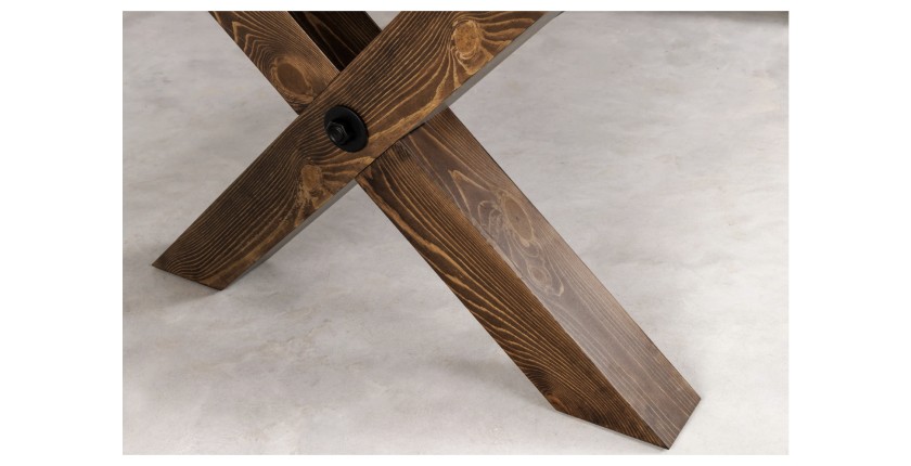 Table de salle à manger DIVANI – Bois massif et métal – 210 cm – Style rustique