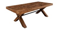 Table de salle à manger DIVANI – Bois massif et métal – 210 cm – Style rustique
