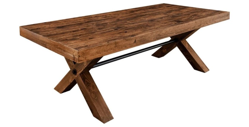 Table de salle à manger DIVANI – Bois massif et métal – 210 cm – Style rustique