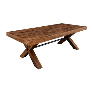 Table de salle à manger DIVANI – Bois massif et métal – 210 cm – Style rustique