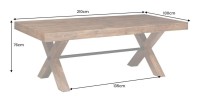 Table de salle à manger DIVANI – Bois massif et métal – 210 cm – Style rustique