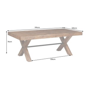 Table de salle à manger DIVANI – Bois massif et métal – 210 cm – Style rustique