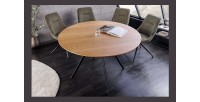 Table de salle à manger SOREN – Bois aspect chêne et métal – 120 cm – Ronde – Style industriel