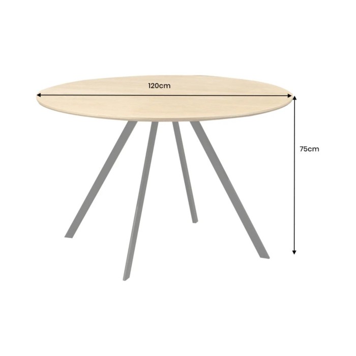 Esstisch SOREN – Eichenholzoptik und Metall – 120 cm – Rund – Industriestil