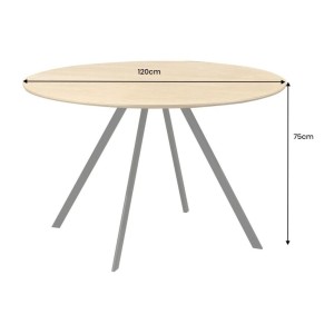 Table de salle à manger SOREN – Bois aspect chêne et métal – 120 cm – Ronde – Style industriel