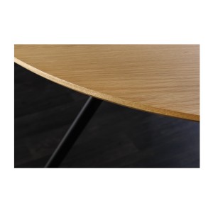Table de salle à manger SOREN – Bois aspect chêne et métal – 120 cm – Ronde – Style industriel