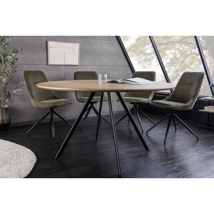 Esstisch SOREN – Eichenholzoptik und Metall – 120 cm – Rund – Industriestil
