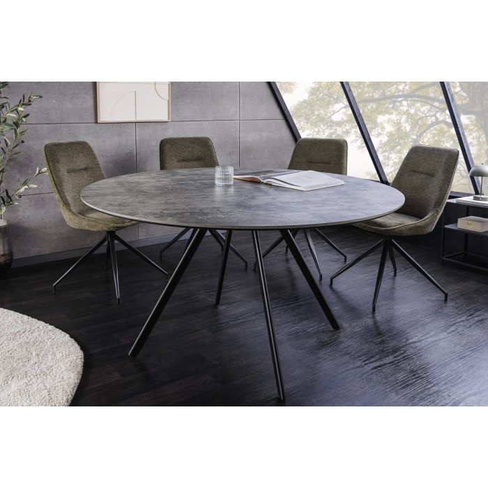 Tavolo da pranzo SOREN – Aspetto pietra e metallo – 120 cm – Rotondo – Stile moderno