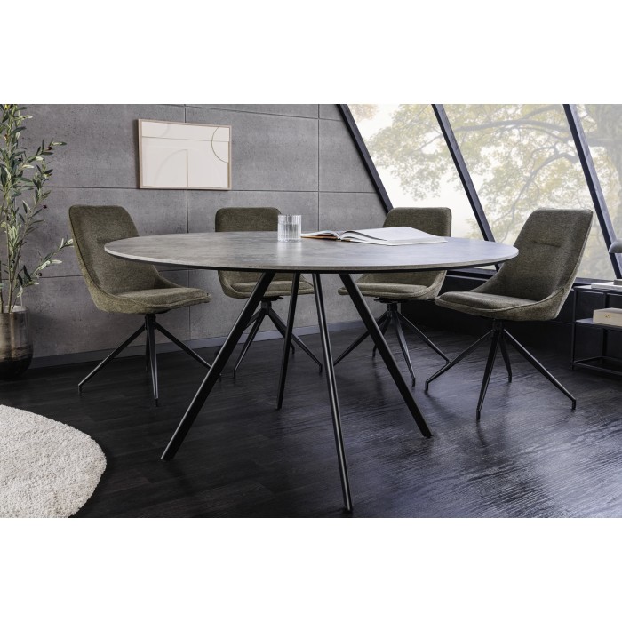 Tavolo da pranzo SOREN – Aspetto pietra e metallo – 120 cm – Rotondo – Stile moderno