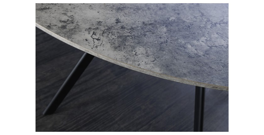 Table de salle à manger SOREN – Aspect pierre et métal – 120 cm – Ronde – Style moderne