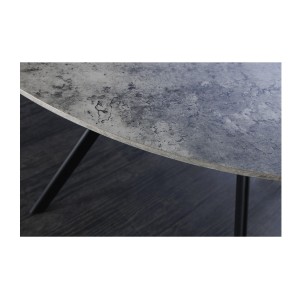 Table de salle à manger SOREN – Aspect pierre et métal – 120 cm – Ronde – Style moderne