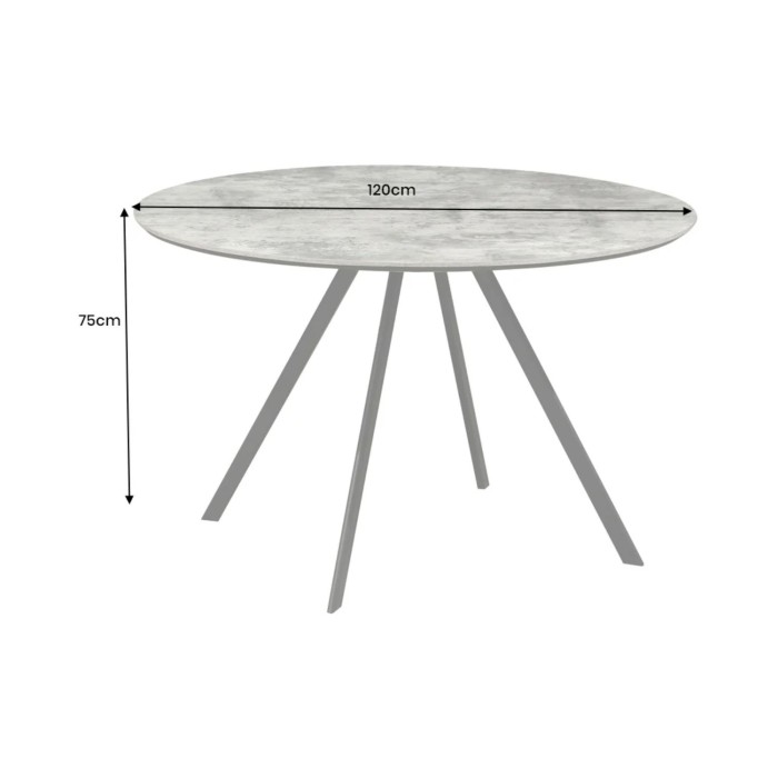 Tavolo da pranzo SOREN – Aspetto pietra e metallo – 120 cm – Rotondo – Stile moderno