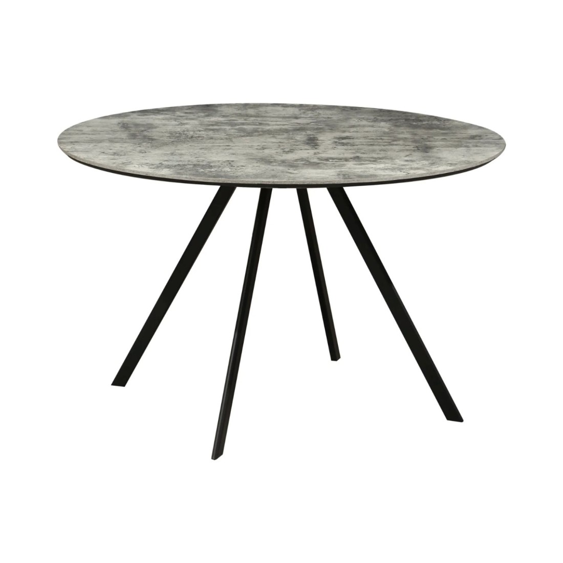Table de salle à manger SOREN – Aspect pierre et métal – 120 cm – Ronde – Style moderne