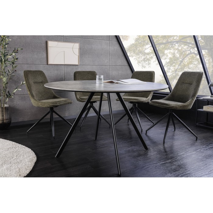 Tavolo da pranzo SOREN – Effetto pietra e metallo – 100 cm – Rotondo – Stile moderno