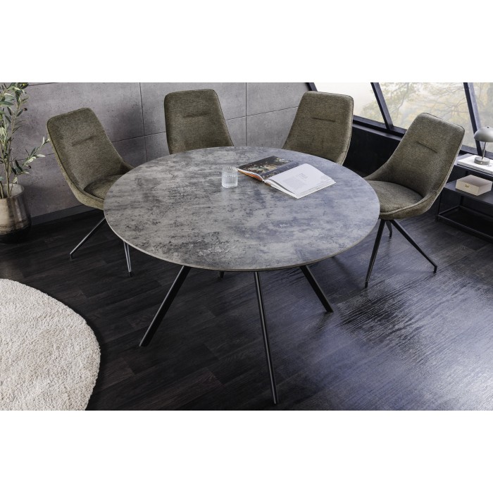 Tavolo da pranzo SOREN – Effetto pietra e metallo – 100 cm – Rotondo – Stile moderno