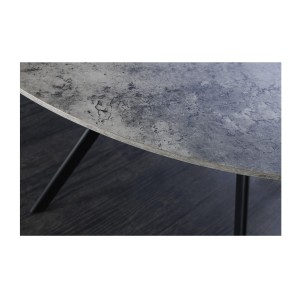 Table de salle à manger SOREN – Aspect pierre et métal – 100 cm – Ronde – Style moderne