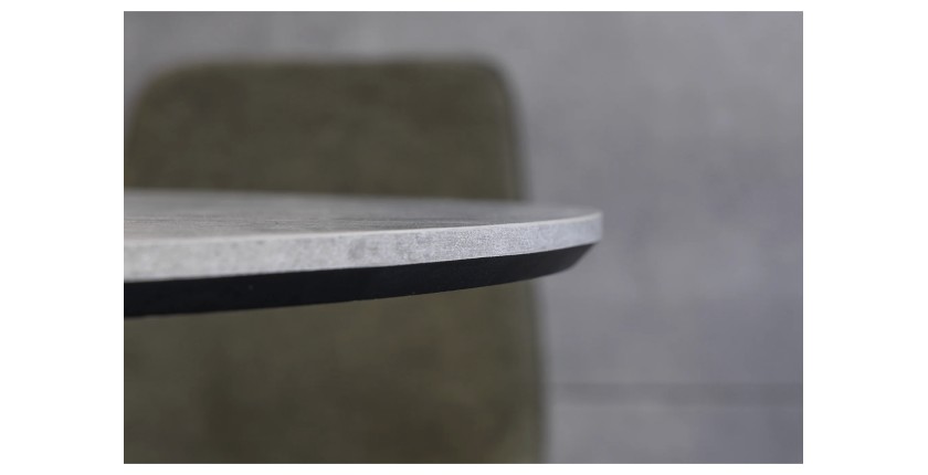 Table de salle à manger SOREN – Aspect pierre et métal – 100 cm – Ronde – Style moderne