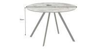 Table de salle à manger SOREN – Aspect pierre et métal – 100 cm – Ronde – Style moderne
