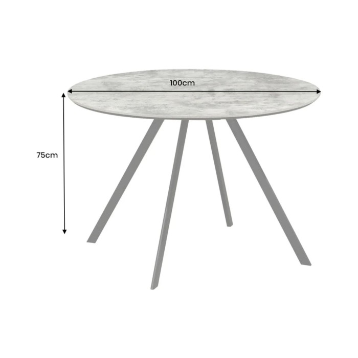 Tavolo da pranzo SOREN – Effetto pietra e metallo – 100 cm – Rotondo – Stile moderno