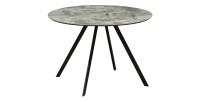 Table de salle à manger SOREN – Aspect pierre et métal – 100 cm – Ronde – Style moderne