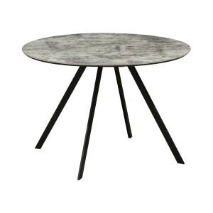 Table de salle à manger SOREN – Aspect pierre et métal – 100 cm – Ronde – Style moderne