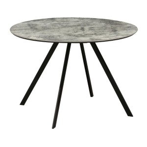 Table de salle à manger SOREN – Aspect pierre et métal – 100 cm – Ronde – Style moderne