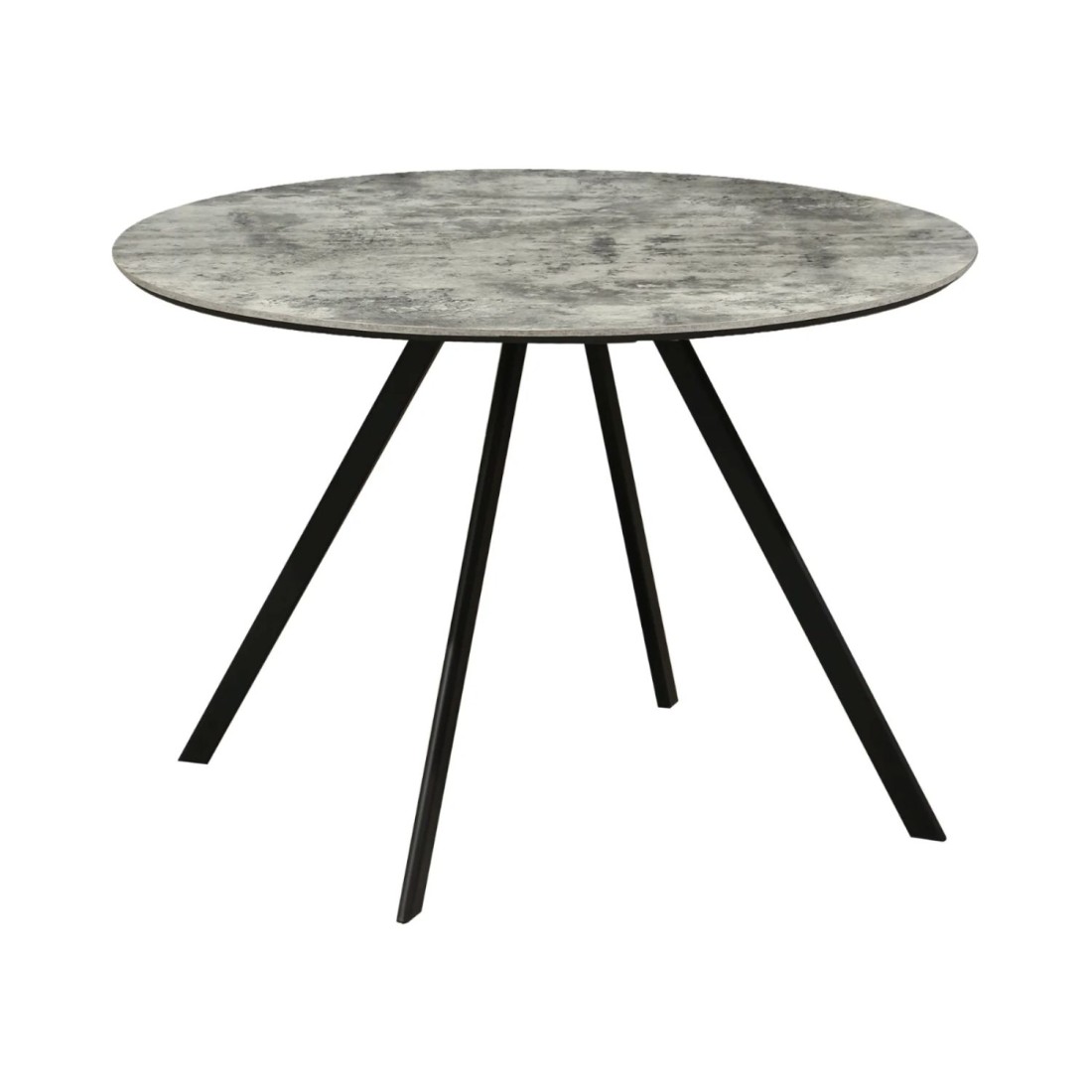 Table de salle à manger SOREN – Aspect pierre et métal – 100 cm – Ronde – Style moderne