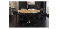 Table de salle à manger SOREN – Placage chêne et métal – 120 cm – Ronde – Style moderne