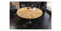 Table de salle à manger SOREN – Placage chêne et métal – 120 cm – Ronde – Style moderne