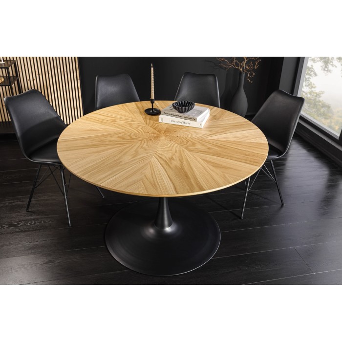 Table SOREN ronde 120cm pied original et plateau à motif vu de haut