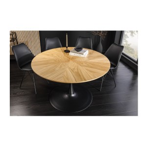 Table de salle à manger SOREN – Placage chêne et métal – 120 cm – Ronde – Style moderne