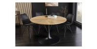 Table de salle à manger SOREN – Placage chêne et métal – 120 cm – Ronde – Style moderne