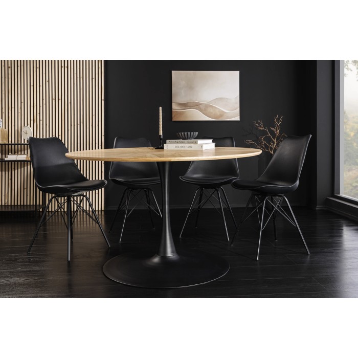 Table SOREN ronde 120cm pied original et plateau à motif vu de face