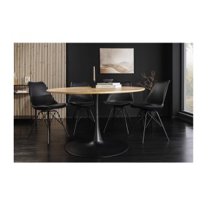 Table de salle à manger SOREN – Placage chêne et métal – 120 cm – Ronde – Style moderne