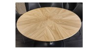 Table de salle à manger SOREN – Placage chêne et métal – 120 cm – Ronde – Style moderne