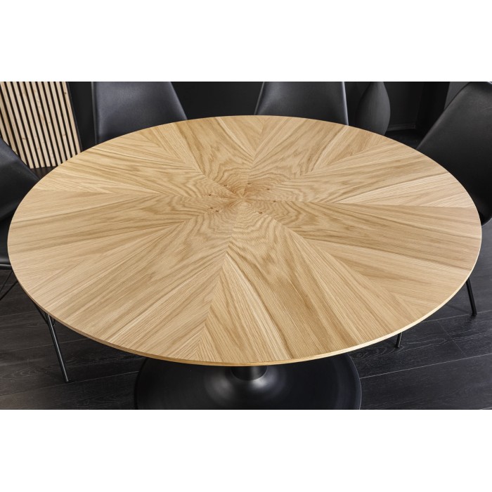 Tavolo da pranzo SOREN – Impiallacciatura di quercia e metallo – 120 cm – Rotondo – Stile moderno