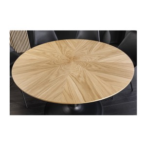 Table de salle à manger SOREN – Placage chêne et métal – 120 cm – Ronde – Style moderne