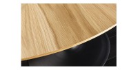 Table de salle à manger SOREN – MDF placage chêne et métal – 120 cm – Ronde – Style moderne