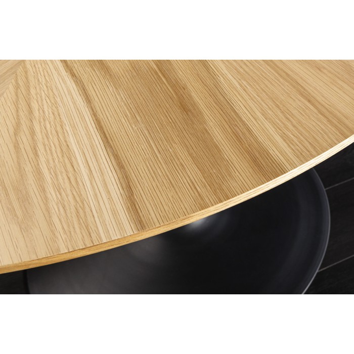 Table de salle à manger SOREN – MDF placage chêne et métal – 120 cm – Ronde – Style moderne