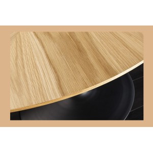 Table de salle à manger SOREN – MDF placage chêne et métal – 120 cm – Ronde – Style moderne