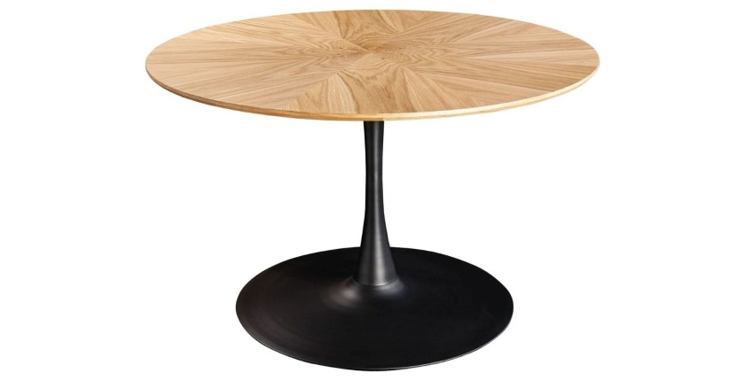 Table de salle à manger SOREN – Placage chêne et métal – 120 cm – Ronde – Style moderne