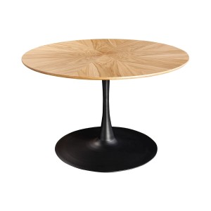 Table de salle à manger SOREN – Placage chêne et métal – 120 cm – Ronde – Style moderne